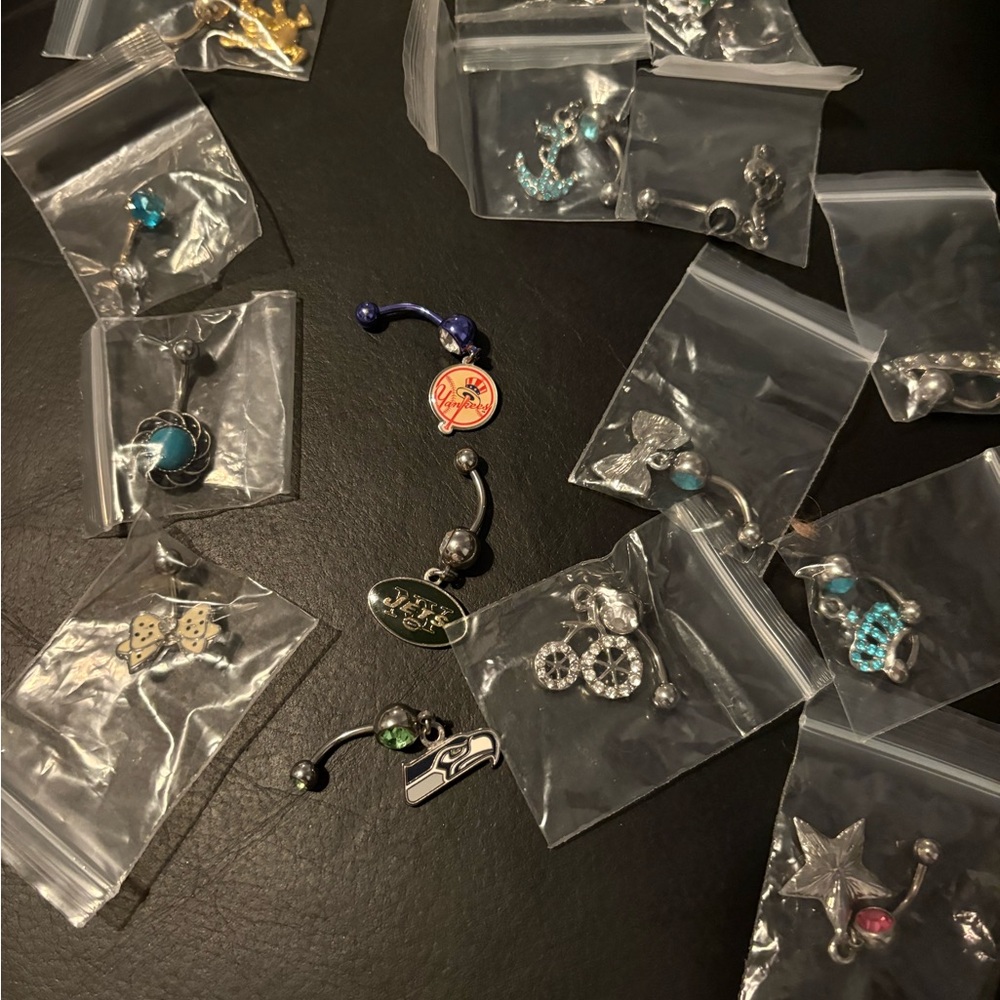 Assorted Belly Button Rings With Gem Accents 16 P… - image 7
